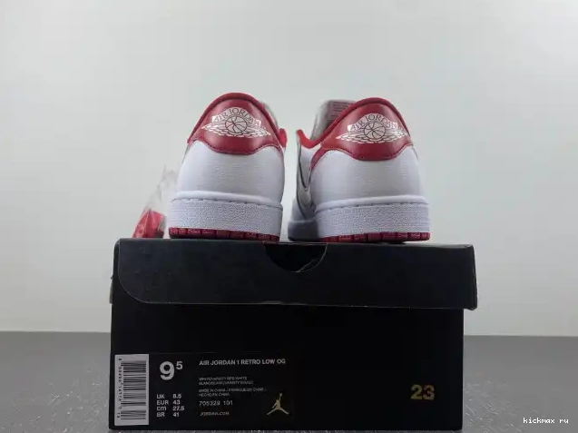 Rep Kickmax Jordan Retro Low Red 1 705329-101 Varsity White 0401